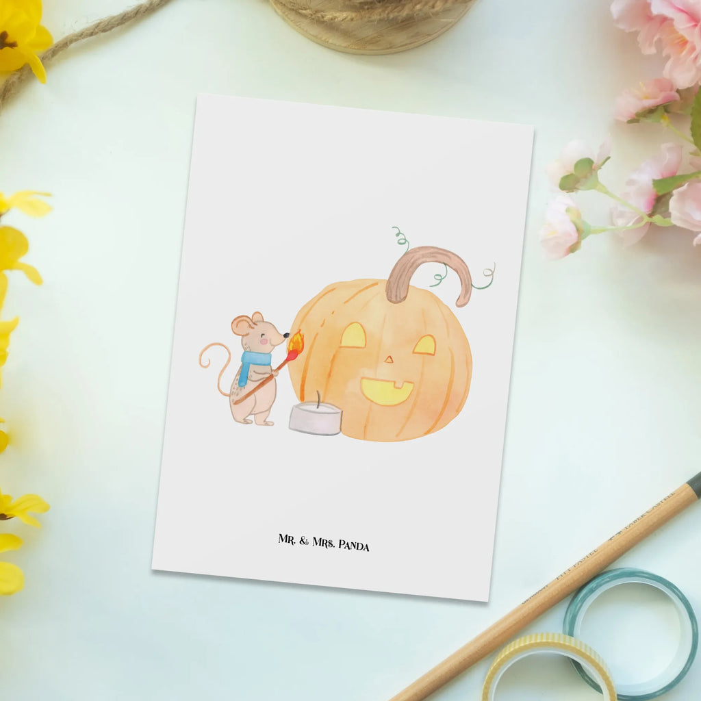 Postkarte Kürbis Maus spruchkarte, Motivkarte, bildkarte, Postkarte, Ansichtskarten, Fotokarte, Grußkarte, kunstkarte, Postkarten, einzelkarte, Ansichtskarte, Kunstkarten, Designkarte, Deko, Geschenke, Halloween, Schenken, Martinssingen, Dekoration, Halloween Deko, Maus, Trick Or Treat, Kürbis, Kerzen, Süßes Sonst Gibt's Saures