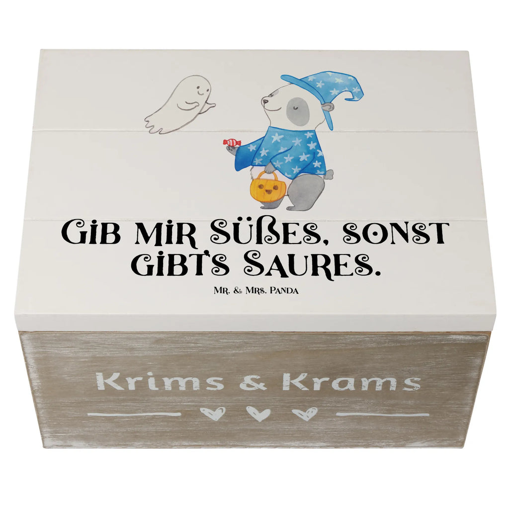 Holzkiste Panda Zauberer Erinnerungsbox, Schatzkiste, Geschenkbox, Erinnerungskiste, Kiste, Schatulle, Truhe, Aufbewahrungsbox, Holzkiste, XXL, Geschenkdose, Dekokiste, Halloween, Deko, Martinssingen, Dekoration, Geschenke, Schenken, Süßes sonst gibt's saures, Gespenst, Halloween Deko, Trick or Treat, Panda, Zauberer