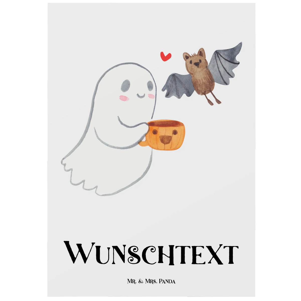 Personalised postcard Ghost Coffee Halloween, decoration, Martin singing, decor, gifts, giving
