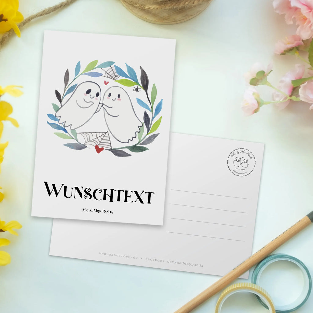 Personalisierte Postkarte Gespenster  Liebe Postkarte mit Namen, Karte mit Namen, Geschenkkarte mit Namen, Postkarte mit Wunschtext, Postkarte bedrucken, Einladung mit Wunschtext, Karte mit Wunschtext, Ansichtskarte mit Wunschtext, Geschenkkarte mit Wunschtext, Postkarte personalisierbar, Einladung mit Namen, Grußkarte mit Namen, Grußkarte mit Wunschtext, Ansichtskarte mit Namen, Halloween, Deko, Martinssingen, Dekoration, Geschenke, Schenken, Gespenst, Verliebt, Paar