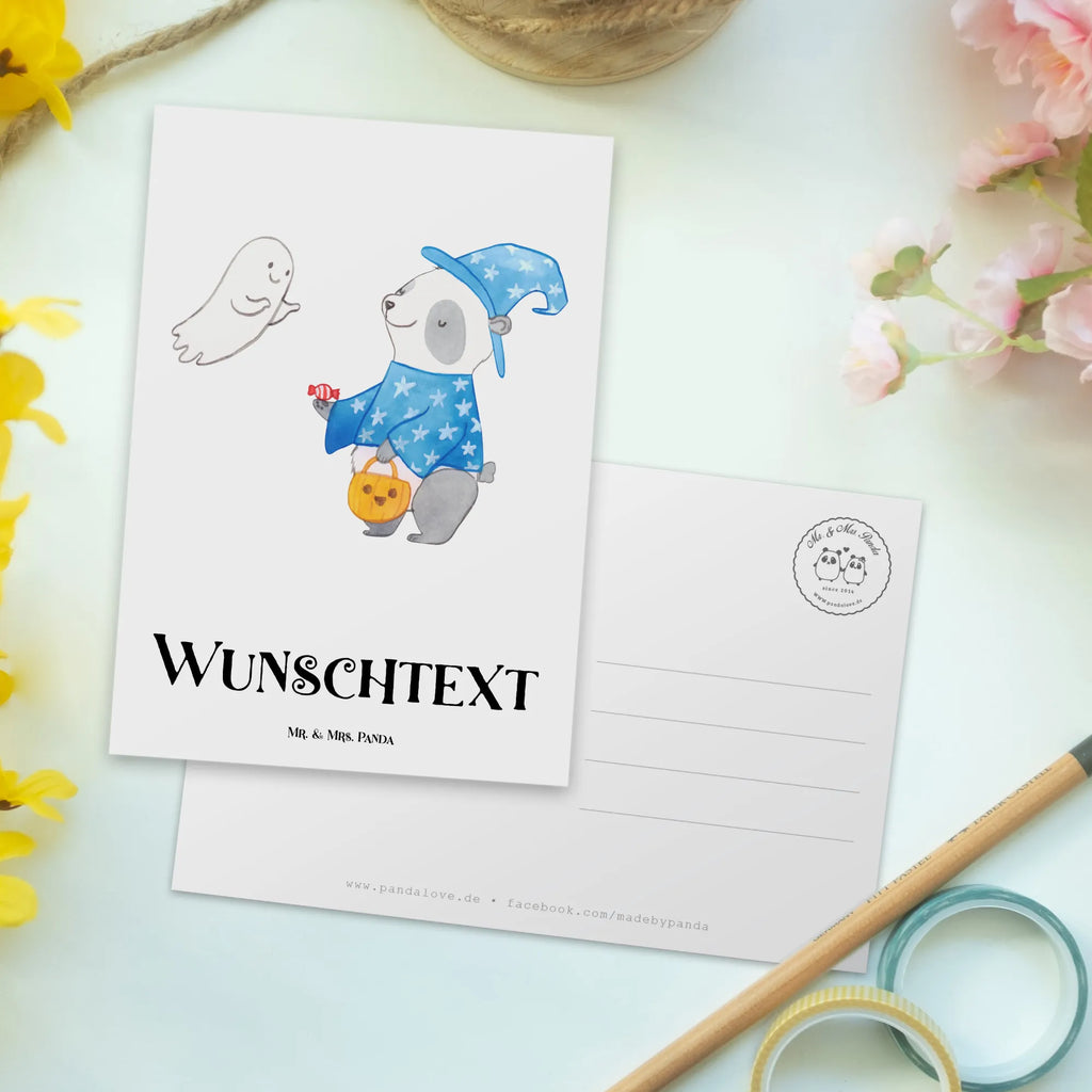 Personalised postcard Panda Wizard Halloween, decoration, Martin singing, decor, gifts, giving