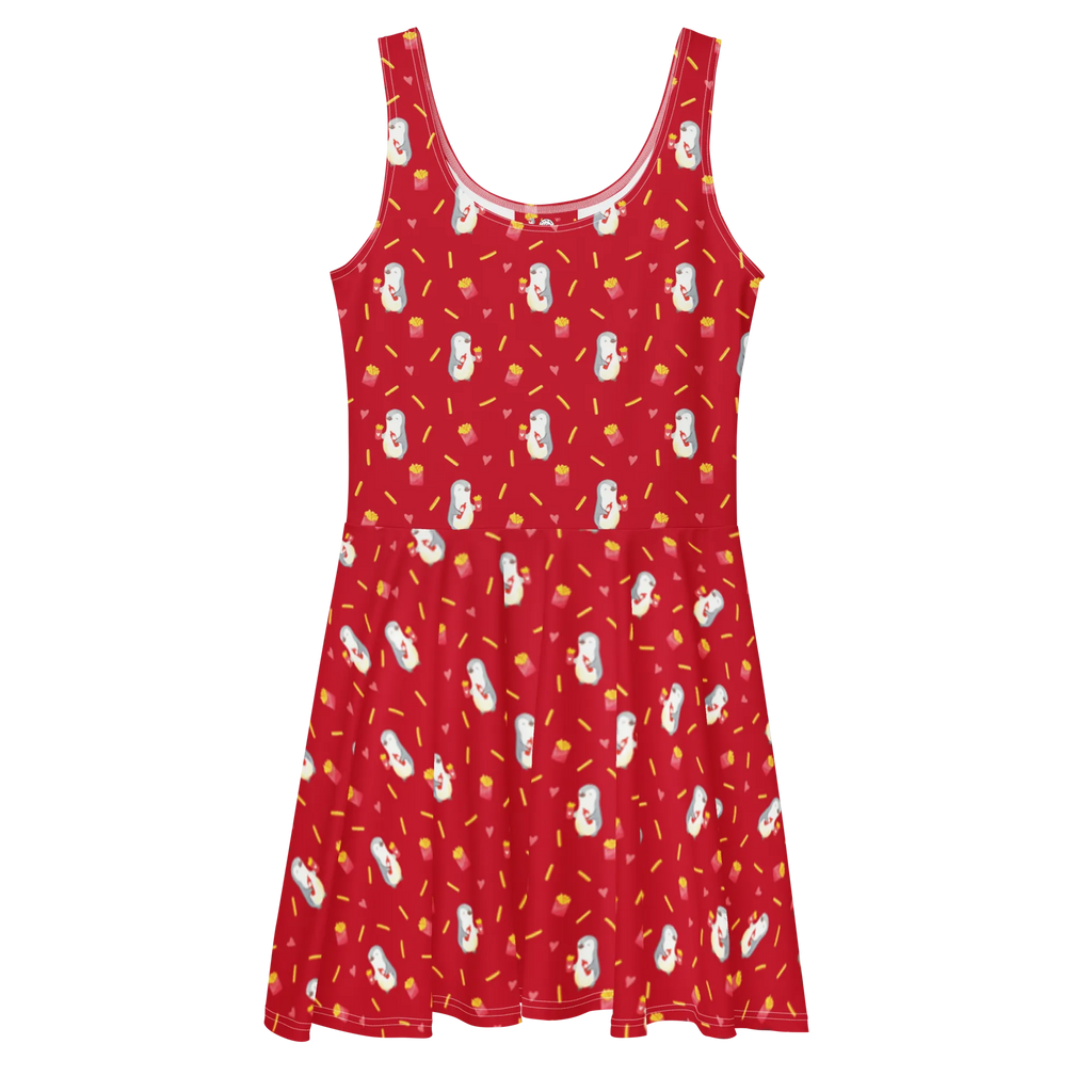 Sommerkleid Pinguin Pommes Muster Sommerkleid, Skaterkleid, Kleid, Liebe, Partner, Freund, Freundin, Ehemann, Ehefrau, Heiraten, Verlobung, Heiratsantrag, Liebesgeschenk, Jahrestag, Hocheitstag, Geschenk für Frauen, für Ehemann, Mitbringsel, Hochzeitstag, Geschenk für Partner, Valentinstag, Liebesbeweis, für Männer, Geschenk für Freundin