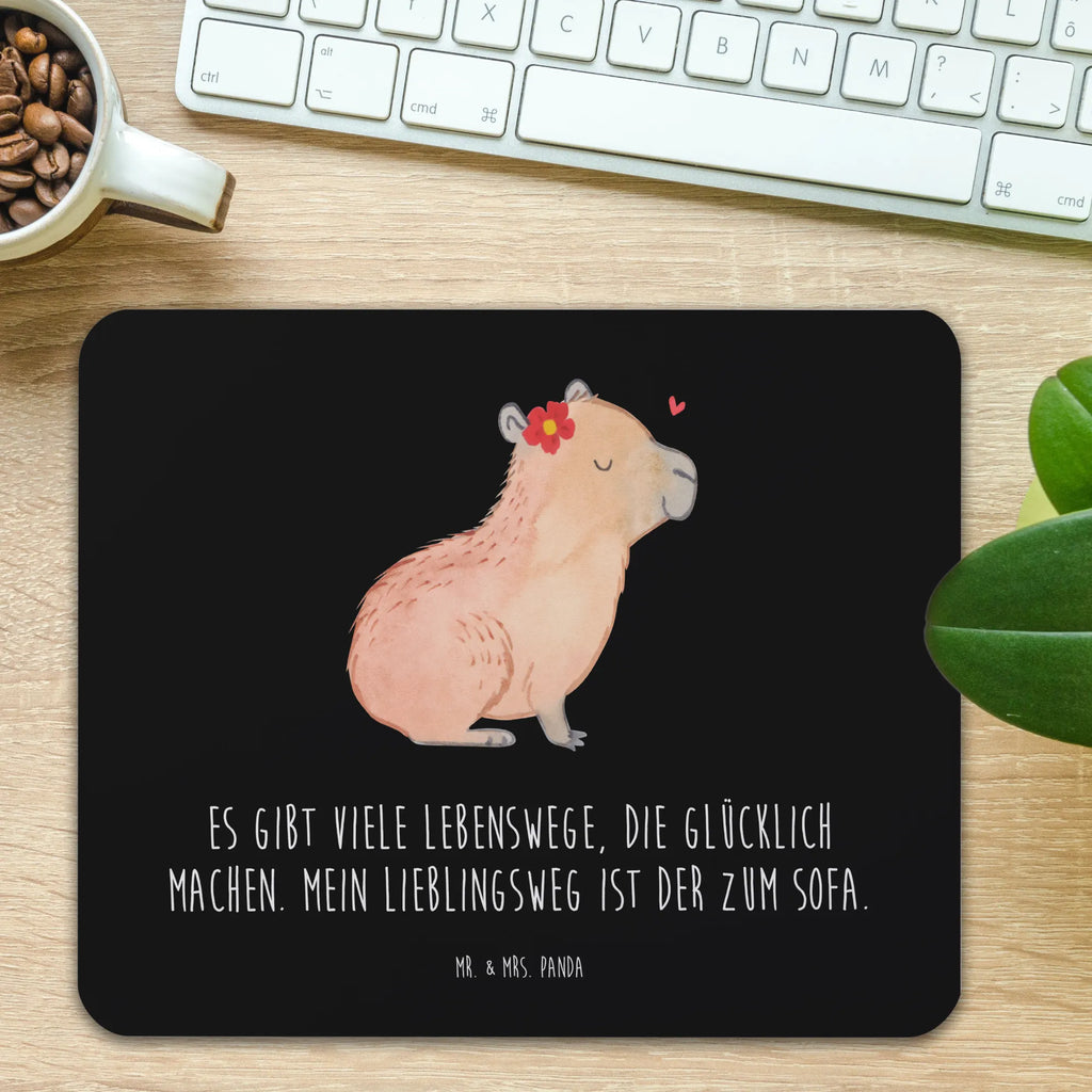 Mouse mat Capybara flower Student, mousepad, Mouse, PC, Mouse Pad, Motif, Office, Study, Print, fun, saying, Gift, Work, Pad, small animals, cute, funny, cute animal motives, hand drawn, small world, funny sayings, good mood, happy, gifts, gift ideas, special gifts, animal lover, card