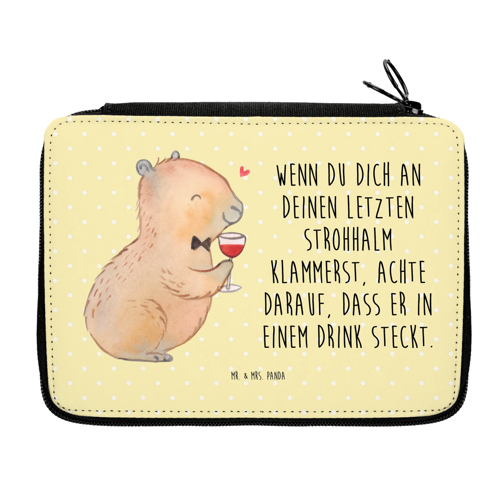 Leather folder Capybara wine motif, primary school, pencil case, gift, pupil, pen roll, enrolment, child, school, pencil bag, small animals, cute, funny, cute animal motives, hand drawn, small world, funny sayings, good mood, happy, gifts, gift ideas, special gifts, animal lover, card