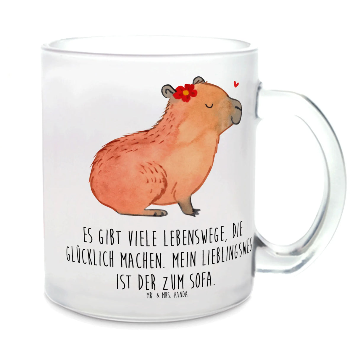 Glass tea cup Capybara flower tea, tea glass, Tea cup, mug, glass, small animals, cute, funny, cute animal motives, hand drawn, small world, funny sayings, good mood, happy, gifts, gift ideas, special gifts, animal lover, card