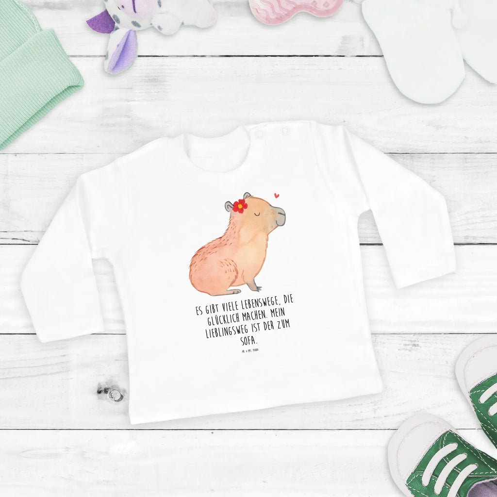 Baby Longsleeve Capybara Blume Kleidung, Jungen, Mädchen, Baby, Bio, Langarm, Tiermotive, Gute Laune, lustige Sprüche, Tiere, Capybara
