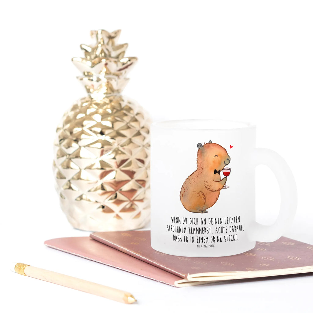 Glass tea cup Capybara wine tea, tea glass, mug, Tea cup, glass, small animals, cute, funny, cute animal motives, hand drawn, small world, funny sayings, good mood, happy, gifts, gift ideas, special gifts, animal lover, card