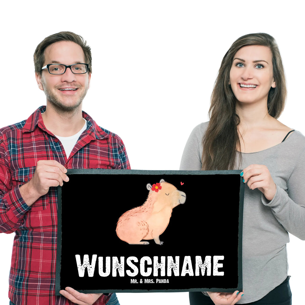 Personalized doormat Capybara flower small animals, cute, funny, cute animal motives, hand drawn, small world, funny sayings, good mood, happy, gifts, gift ideas, special gifts, animal lover, card