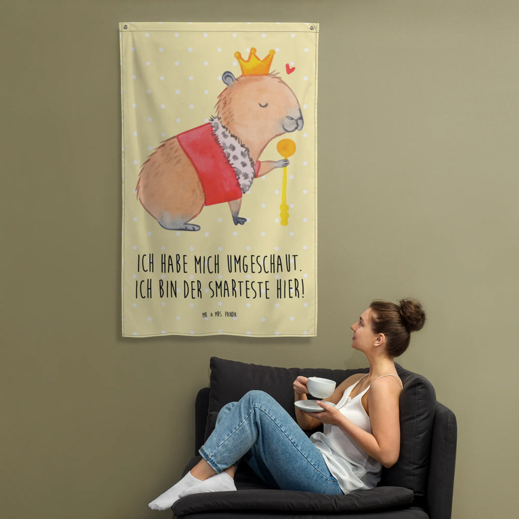 Tapestry Capybara King Tapestry, Decoration, Boho, Wall hanging, small animals, cute, funny, cute animal motives, hand drawn, small world, funny sayings, good mood, happy, gifts, gift ideas, special gifts, animal lover, card