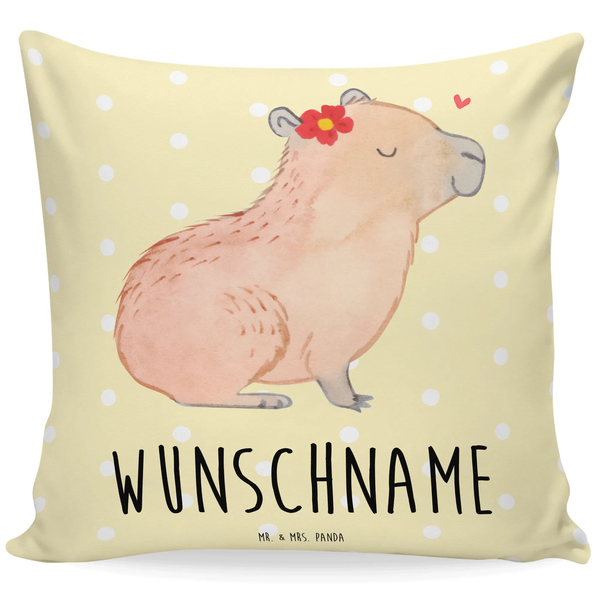 Personalised cushion Capybara flower small animals, cute, funny, cute animal motives, hand drawn, small world, funny sayings, good mood, happy, gifts, gift ideas, special gifts, animal lover, card