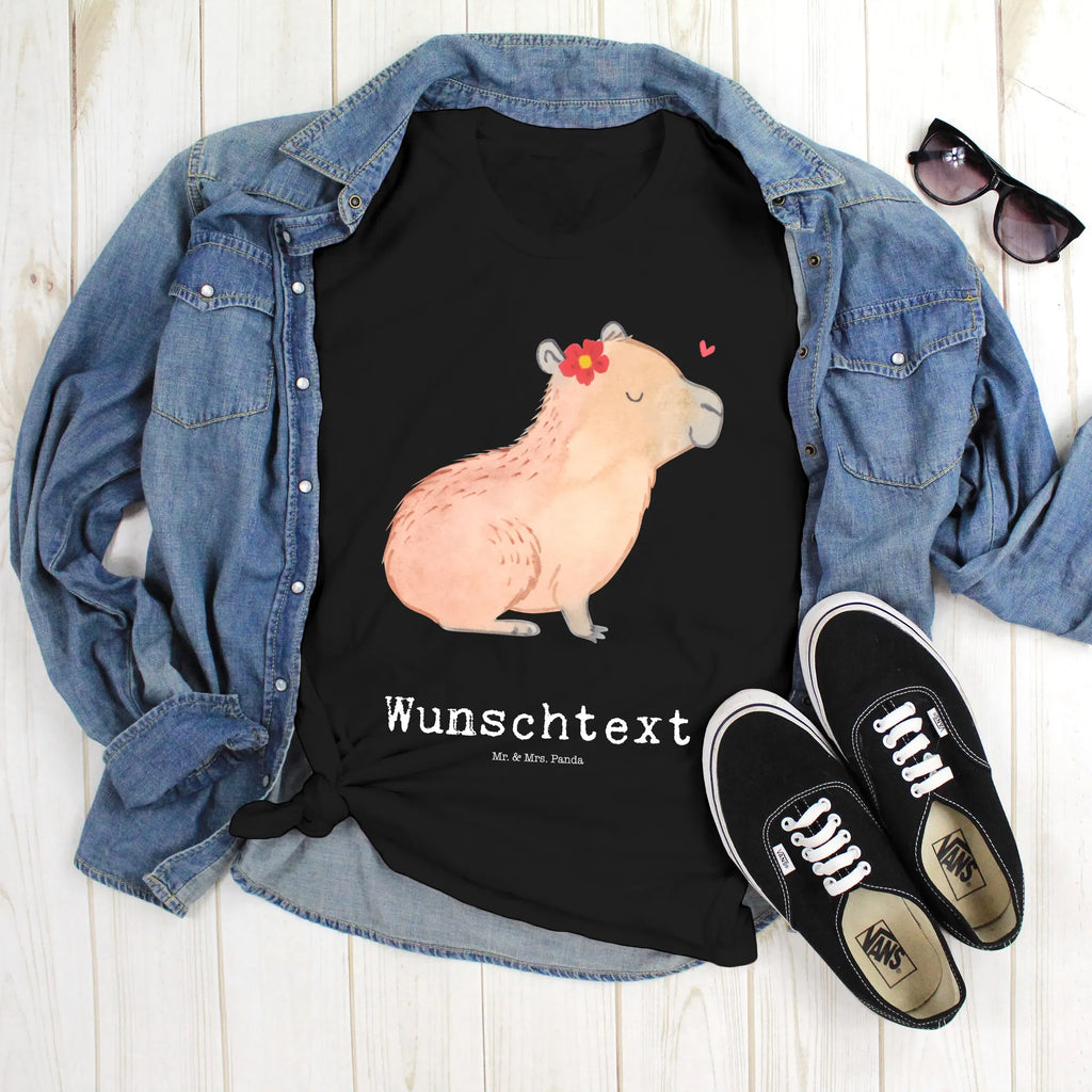 Personalised T-Shirt Capybara flower T-Shirt Personalisiert, T-Shirt mit Aufruck, T-Shirt mit Namen, Gute Laune, Lustige Sprüche, Tiere, Tiermotive, Capybara