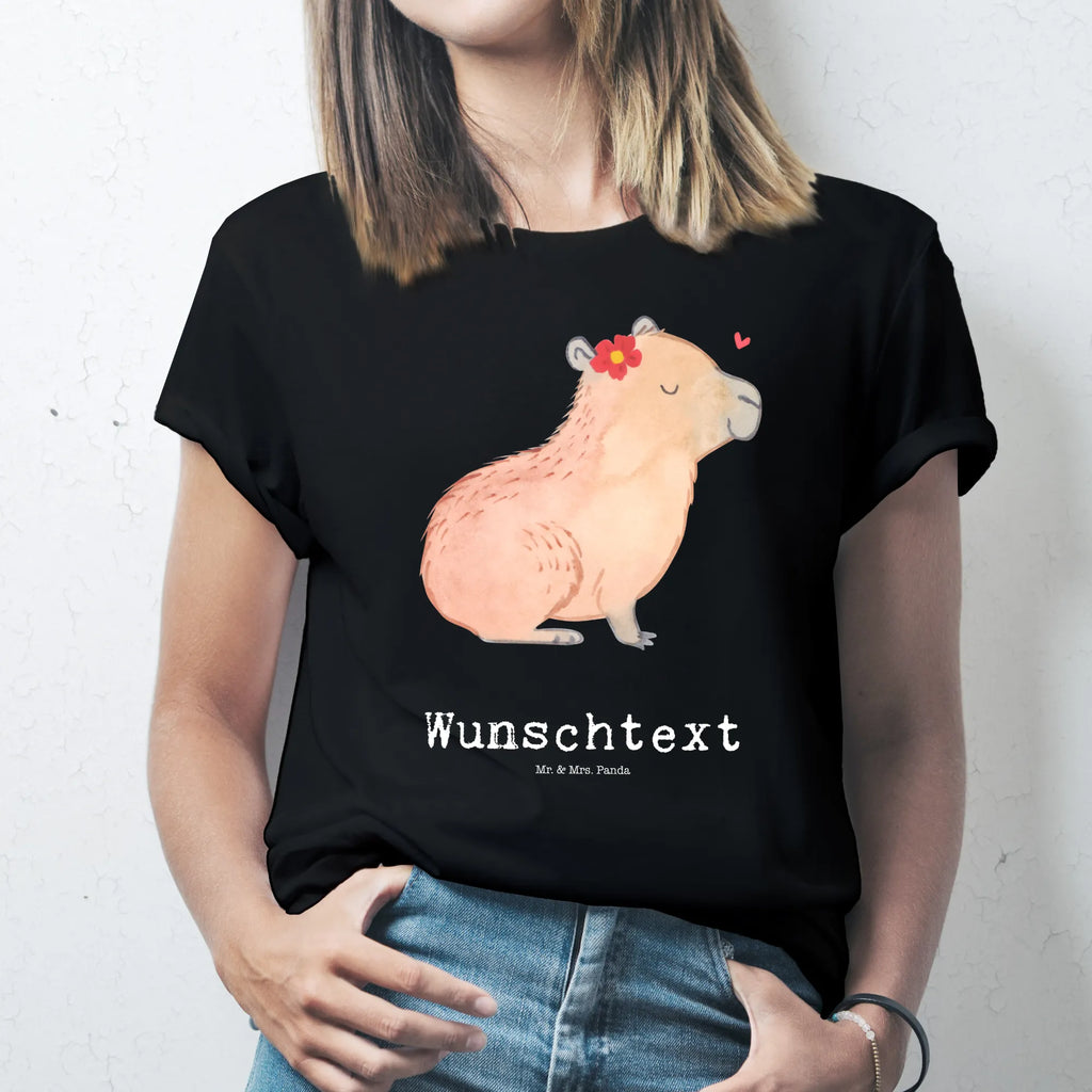 Personalised T-Shirt Capybara flower T-Shirt Personalisiert, T-Shirt mit Aufruck, T-Shirt mit Namen, Gute Laune, Lustige Sprüche, Tiere, Tiermotive, Capybara