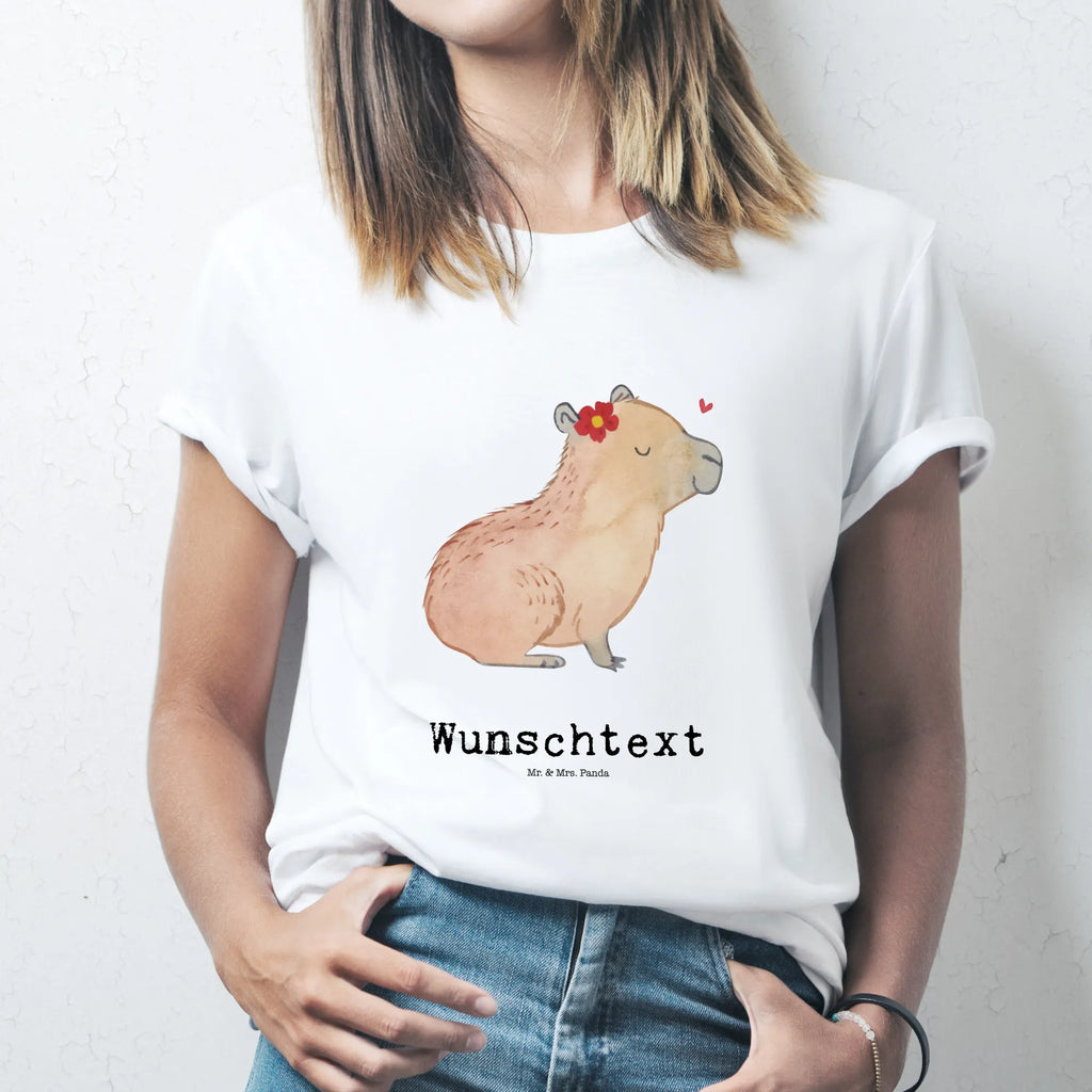 Personalised T-Shirt Capybara flower T-Shirt Personalisiert, T-Shirt mit Aufruck, T-Shirt mit Namen, Gute Laune, Lustige Sprüche, Tiere, Tiermotive, Capybara