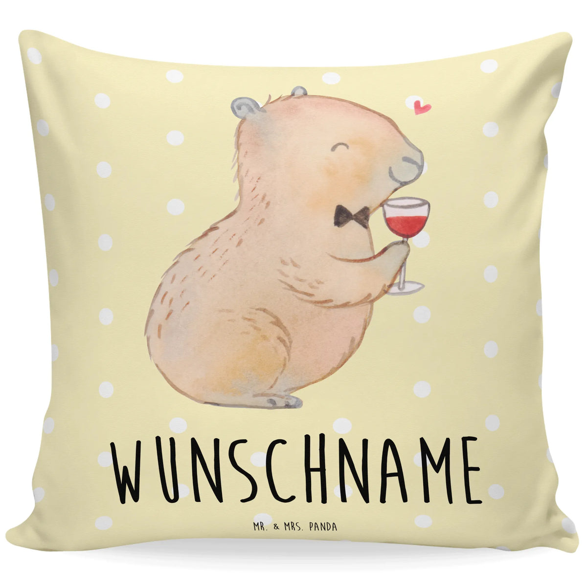Personalised cushion Capybara wine small animals, cute, funny, cute animal motives, hand drawn, small world, funny sayings, good mood, happy, gifts, gift ideas, special gifts, animal lover, card