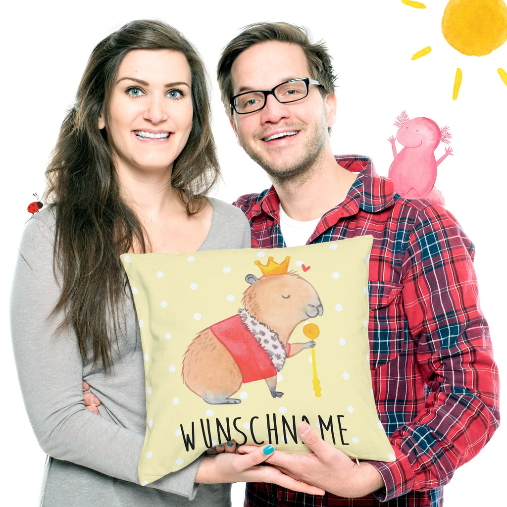 Personalised cushion Capybara King small animals, cute, funny, cute animal motives, hand drawn, small world, funny sayings, good mood, happy, gifts, gift ideas, special gifts, animal lover, card