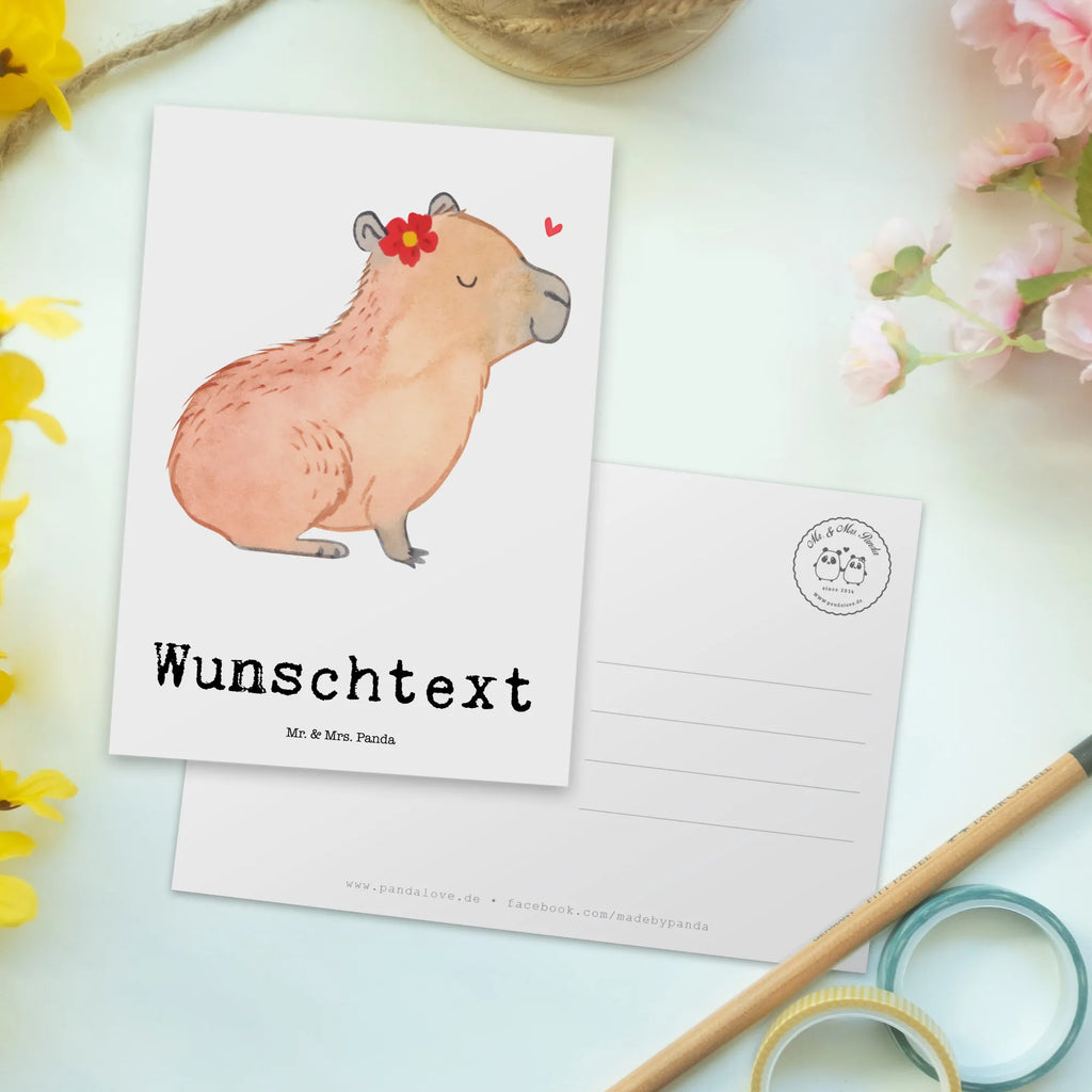 Personalised postcard Capybara flower small animals, cute, funny, cute animal motives, hand drawn, small world, funny sayings, good mood, happy, gifts, gift ideas, special gifts, animal lover, card