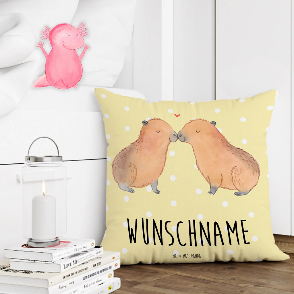 Personalised cushion Capybara love small animals, cute, funny, cute animal motives, hand drawn, small world, funny sayings, good mood, happy, gifts, gift ideas, special gifts, animal lover, card