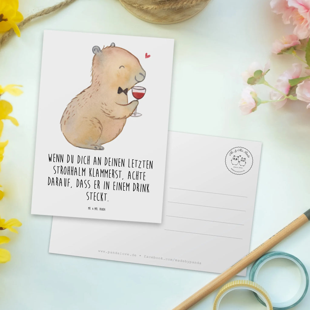 Postcard Capybara wine letter, invitation, invitation card, postcards, card, gift, Postcard, paper, gift card, small animals, cute, funny, cute animal motives, hand drawn, small world, funny sayings, good mood, happy, gifts, gift ideas, special gifts, animal lover