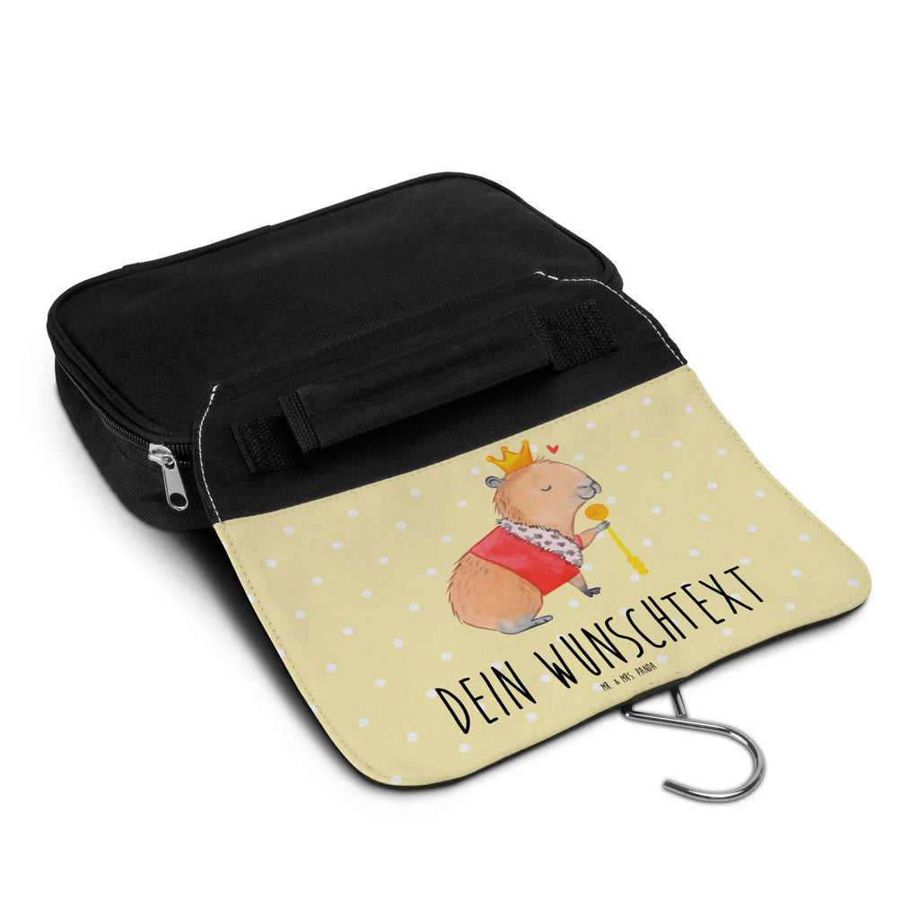 Personalised wash bag Capybara King small animals, cute, funny, cute animal motives, hand drawn, small world, funny sayings, good mood, happy, gifts, gift ideas, special gifts, animal lover, card