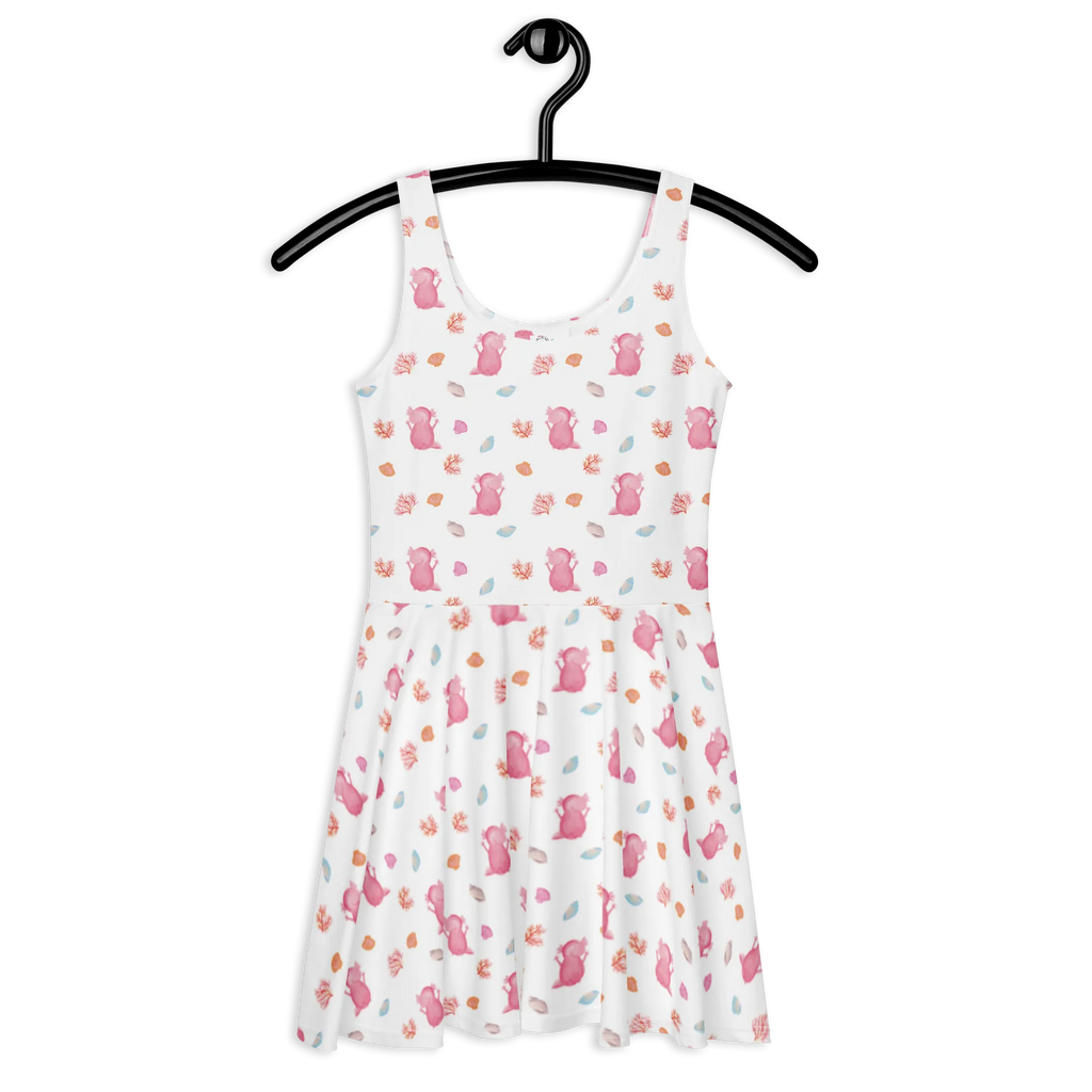 Summer dress axolotl Hooray Sommerkleid, Kleid, Skaterkleid, Axolotl, Molch, Schwanzlurch, Freude, Lurch, Axolot, Zufriedenheit, Spaß, Lurche, fröhlich, Motivation