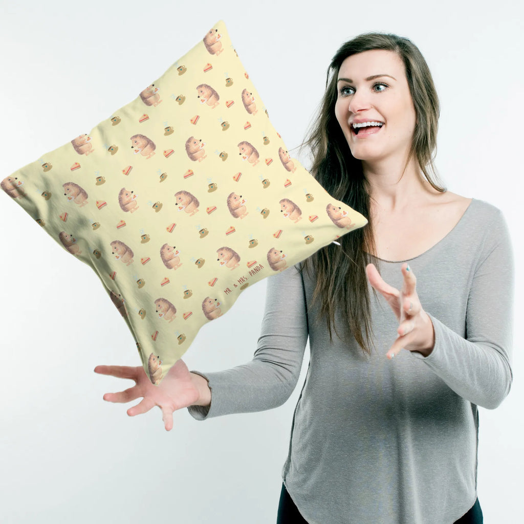 Cushion Hedgehog piece of cake bed, soft, pad, sofa, bedroom, fluffy, couch, 40 x 40, pillows, cushion, Pillow, settee, pillow case, 40x40, small animals, cute, funny, cute animal motives, hand drawn, small world, funny sayings, good mood, happy, gifts, gift ideas, special gifts, animal lover, card, invitation party, food saying, bake cake, cake, birthday cake, hedgehog, baking gift