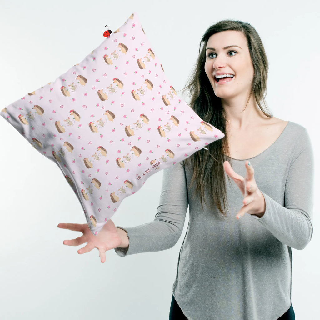 Cushion Hedgehog skipping cushion, couch, Pillow, pad, pillows, pillow case, bedroom, fluffy, settee, 40x40, bed, sofa, soft, 40 x 40, small animals, cute, funny, cute animal motives, hand drawn, small world, funny sayings, good mood, happy, gifts, gift ideas, special gifts, animal lover, card, hedgehog, rope skipping, kindergarten, children, mouse