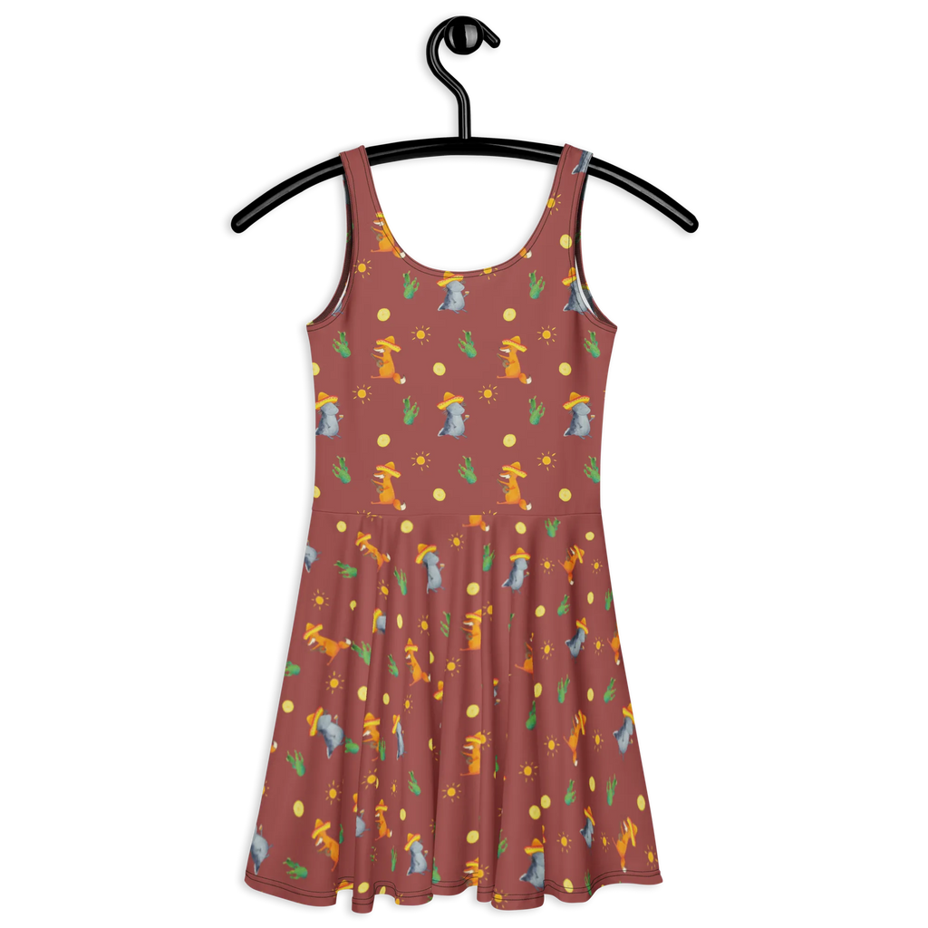 Sommerkleid Axolotl Tequila Muster Kleid, Sommerkleid, Skaterkleid, Axolotl, Molch, Lurche, Feuerdrache, Sombrero, Axolot, Mexiko, Spruch, Tequila, Motivation, Schwanzlurch, Feuersalamander, Zitrone, Mexico, Lurch