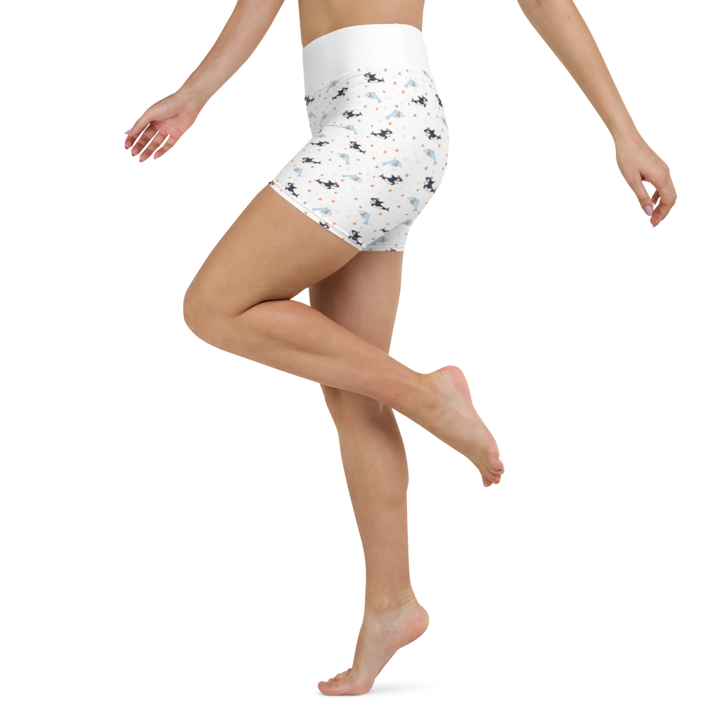 Yoga Shorts Orca Zylinder Muster Yoga Shorts, Yogashorts, Fitnesshose, Sportbekleidung, Sporthose, Sportshorts Damen, Sportshorts, Yogabekleidung, Yoga Shorts Damen, Meerestiere, Meer, Urlaub, Narwal, Orca, Glitter, Konfetti, Feier, Glitzer, Fete, Geburtstag, Glückwunsch, Fest