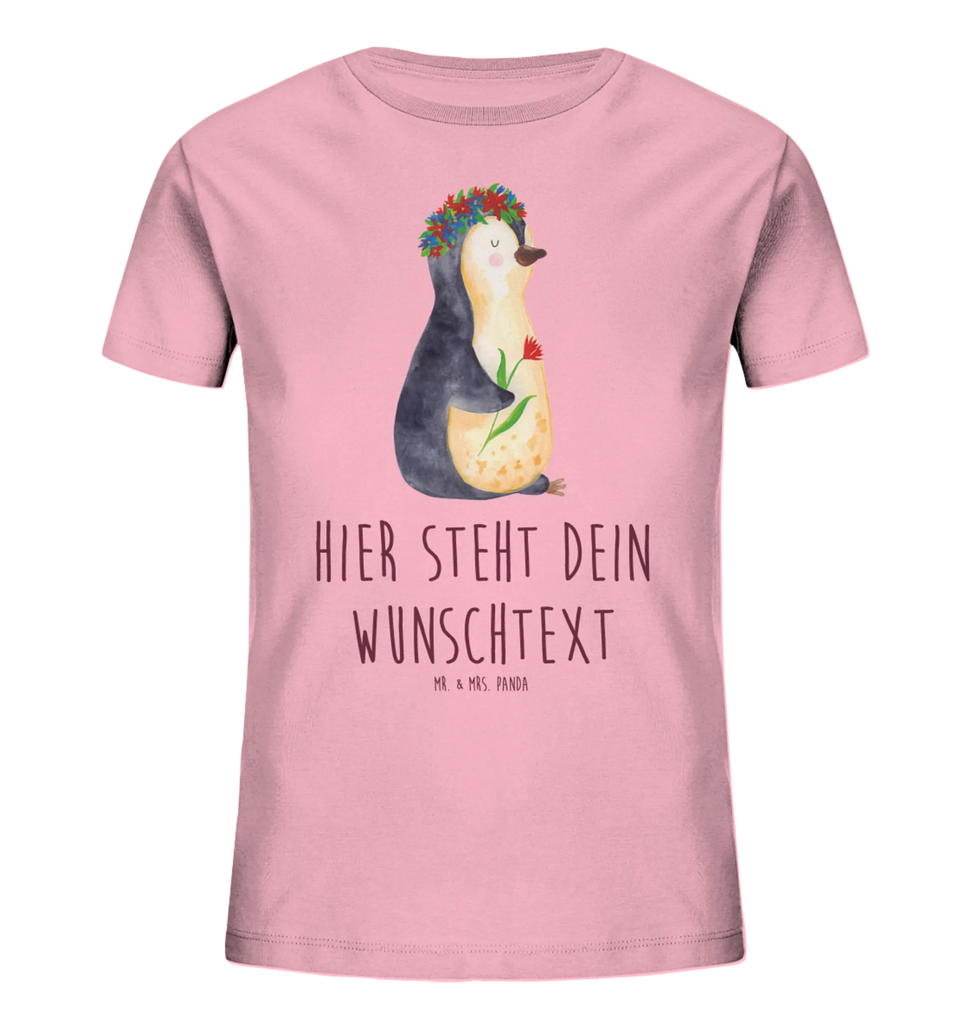 Personalized Children's T-Shirt Penguin Flower Personalisiertes Kinder T-Shirt, Pinguin, Wünsche, Geschenkidee, Leben, Lebensziele, Blumenkranz, Universum, Lebenslust, Ziele, Motivation, Pinguine, Liebeskummer