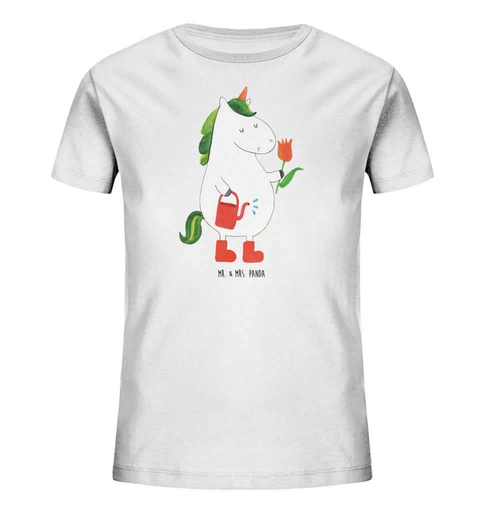 Organic Kinder T-Shirt Einhorn Gärtner Kinder T-Shirt Jungen, Kinder T-Shirt Mädchen, Kinder T-Shirt, Unicorn, Einhorn, Einhörner, Einhorn Deko, Lebenslust, Stiefel, Luftballon, Freude, Blume, Freundin, Gießkanne, Giesskanne, Garten