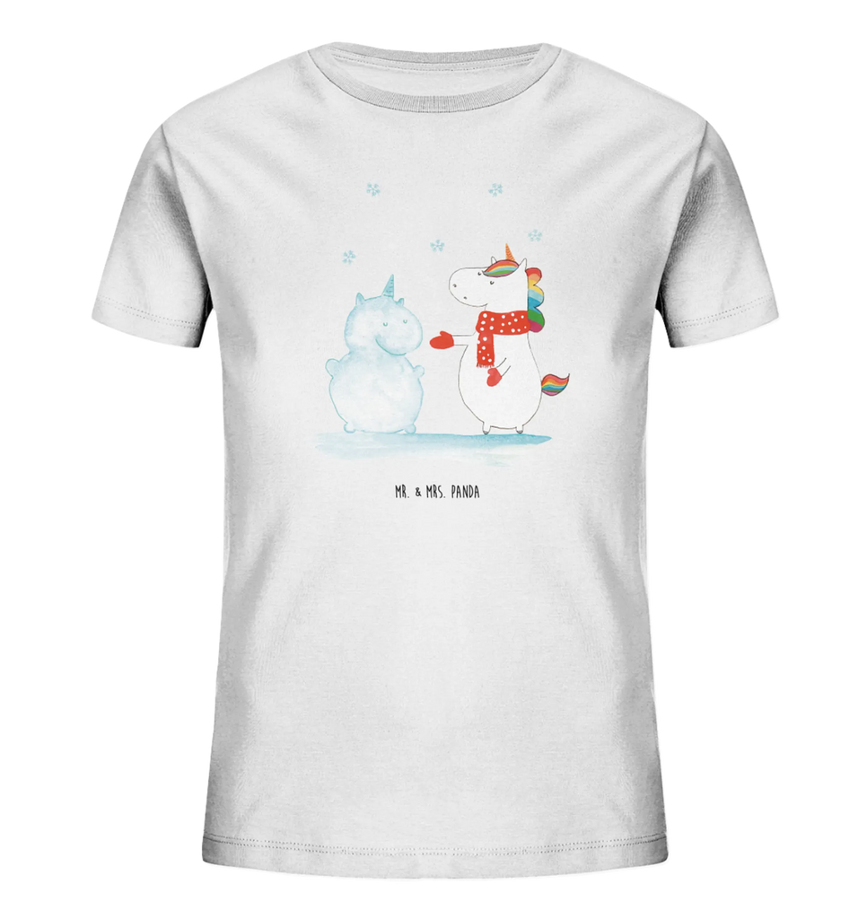 Organic Kinder T-Shirt Einhorn Schneemann Kinder T-Shirt, Kinder T-Shirt Mädchen, Kinder T-Shirt Jungen, Unicorn, Einhorn, Einhörner, Einhorn Deko, Kuchen, X-Mas, Weihnachten, Winter, Mütze, Handschuhe, Schnee, Schneemann, kalt