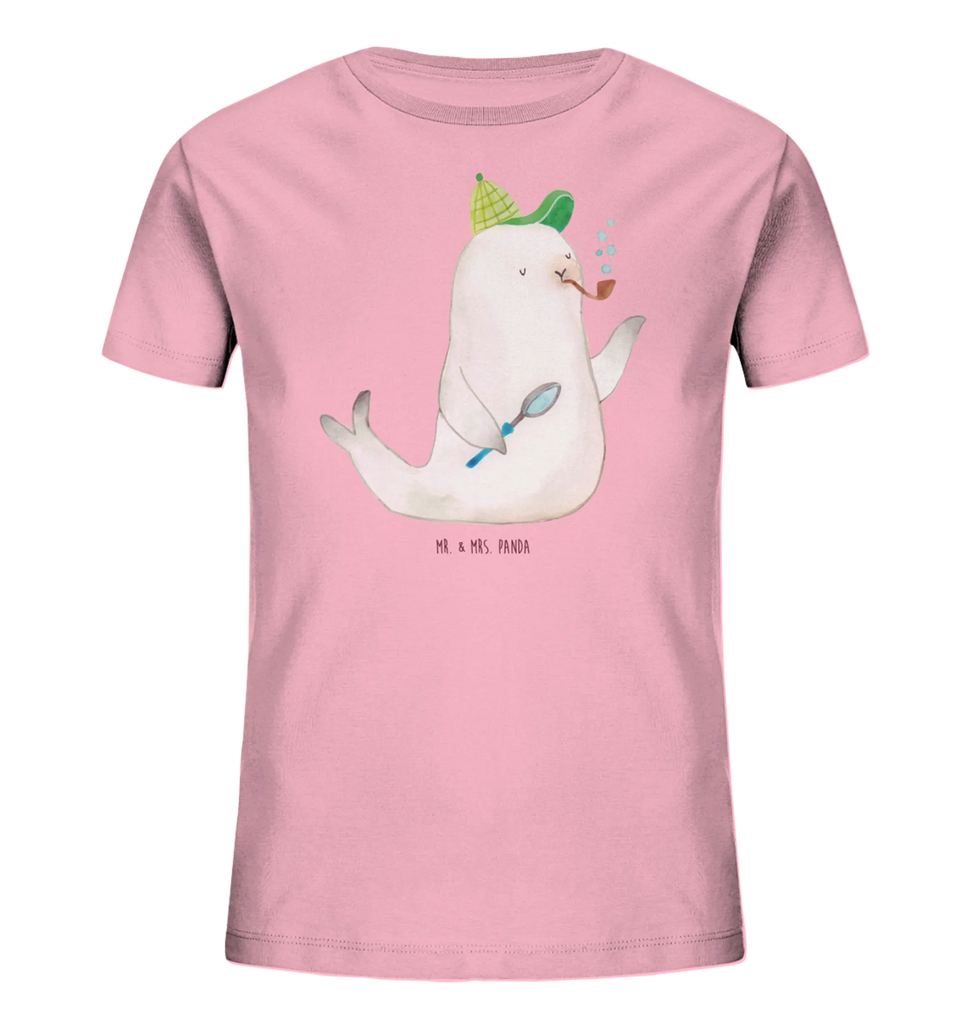 Organic Kinder T-Shirt Robbe Sherlock Kinder T-Shirt Mädchen, Kinder T-Shirt, Kinder T-Shirt Jungen, Gute Laune, Tiere, Tiermotive, Lustige Sprüche