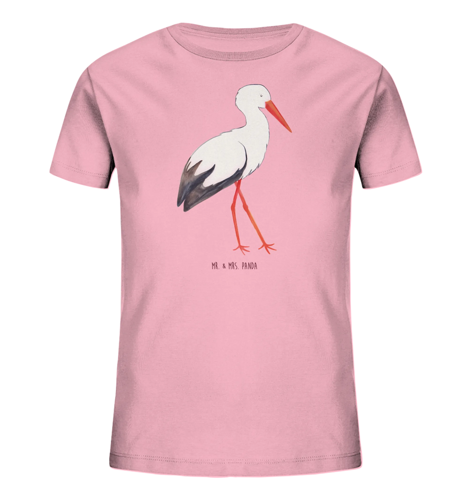Organic Kinder T-Shirt Storch Kinder T-Shirt Mädchen, Kinder T-Shirt, Kinder T-Shirt Jungen, Gute Laune, Tiere, Tiermotive, Lustige Sprüche, Schwangerschaft, Baby, Schwanger, Storch, Babybauch, Geburt, Mutter, Störche, Mütter, Mutter Werden