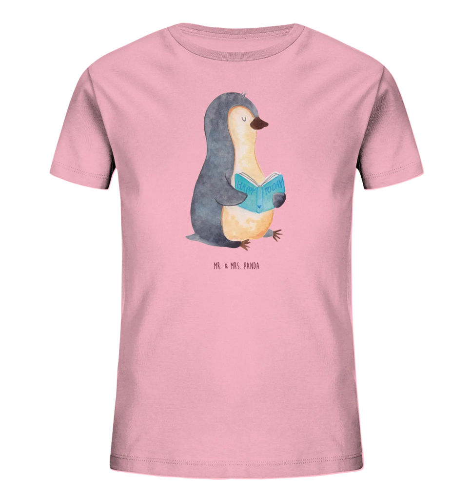 Organic Kinder T-Shirt Pinguin Buch Kinder T-Shirt Mädchen, Kinder T-Shirt, Kinder T-Shirt Jungen, Pinguin, Ferien, Pinguine, Lesen, Faulenzen, Buch, Urlaub, Freizeit, Nichtstun, Bücherwurm