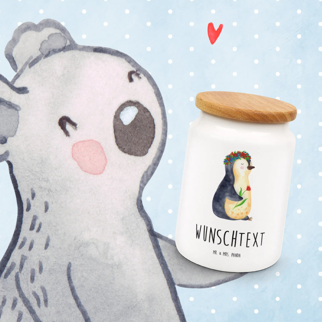 Personalized Storage Jar Penguin Flower personalized cookie jar, engraved kitchen jar, custom treat canister, personalized treat jar, personalized storage container, personalized canister, personalized cookie tin, monogrammed food storage, personalized storage jar, custom pantry container, personalized ceramic jar, Penguin, North Pole, Winter, Penguins, penguins, lovesickness, universe, love of life, goals, life, wishes, goals in life, gift idea, motivation, wreath of flowers