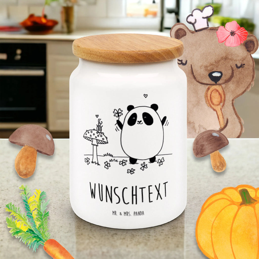 Personalized Storage Jar Panda Happiness monogrammed food storage, personalized cookie tin, personalized cookie jar, personalized storage container, personalized canister, personalized ceramic jar, engraved kitchen jar, personalized storage jar, custom treat canister, custom pantry container, personalized treat jar