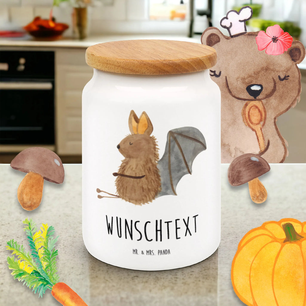 Spersonalizowany pojemnik na zapasy Nietoperz siedzenie Motywy zwierzęce, dobra energia, zabawne powiedzonka, zwierzęta