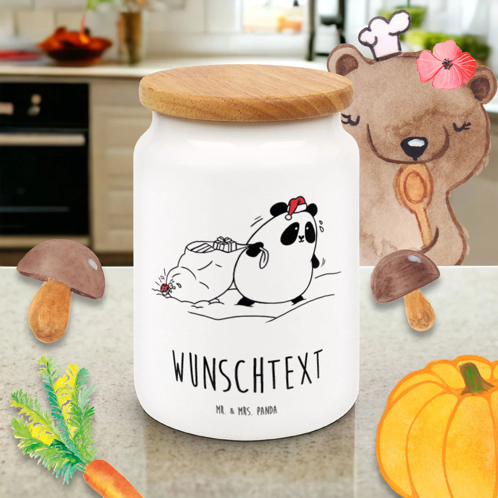 Personalized Storage Jar Panda Christmas engraved kitchen jar, personalized cookie tin, personalized storage container, personalized ceramic jar, custom pantry container, personalized canister, custom treat canister, personalized cookie jar, monogrammed food storage, personalized storage jar, personalized treat jar