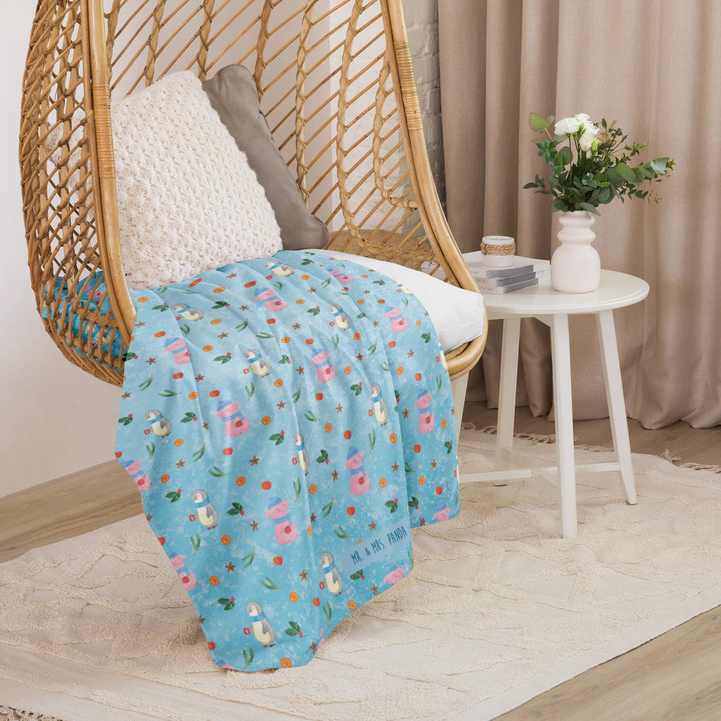 Koc Sherpa świnia grzane wino Zima, Boże Narodzenie, dekoracje świąteczne, Mikołaj, Adwent, Wigilia, zimowy motyw