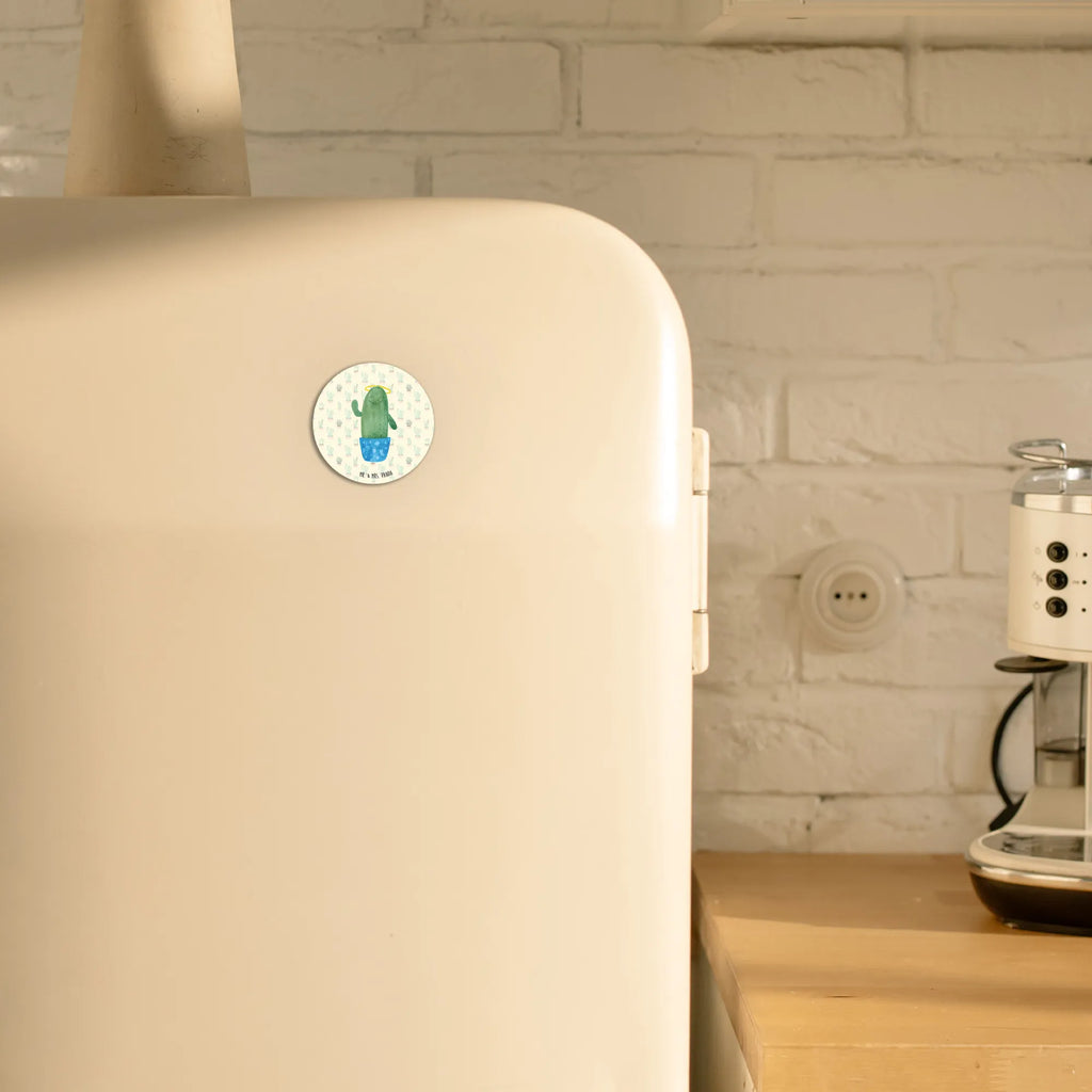 Okrągły magnes Kaktus Święty Kühlschrankmagnet, Whiteboard Magnet, Motivmagnete, Dekomagnet, Souvenir Magnet, Kühlschrank Dekoration, Notiz Magnet, Pinnwandmagnet, Kaktus, Kakteen, Freundin, Familie, lustig, frech, Bruder, Schwester, Kind, Eltern, Heiligenschein, Schwestern