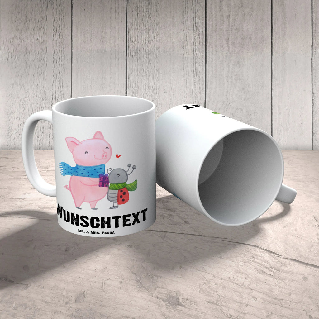Personalised cup Glow Pig Snuggle Winter, Christmas, Christmas time, snow