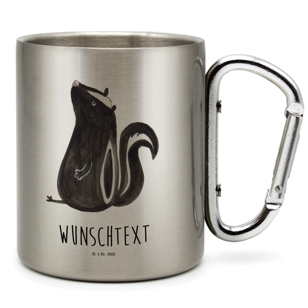 Personalized Stainless Steel Mug skunk Sit Skunk, stinker, wild animal, law, predator, office, slogan, know-it-all, stinky, skunk