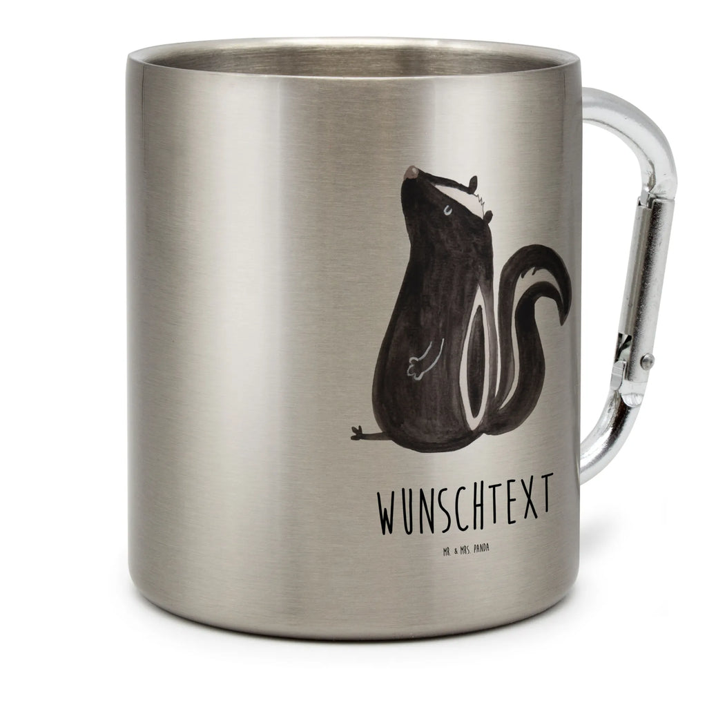 Personalized Stainless Steel Mug skunk Sit Skunk, stinker, wild animal, law, predator, office, slogan, know-it-all, stinky, skunk