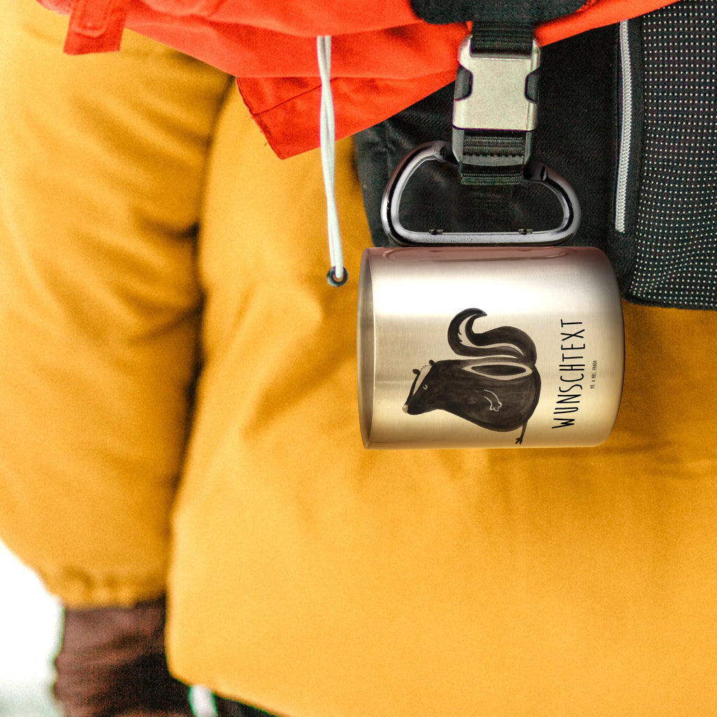 Personalized Stainless Steel Mug skunk Sit Skunk, stinker, wild animal, law, predator, office, slogan, know-it-all, stinky, skunk