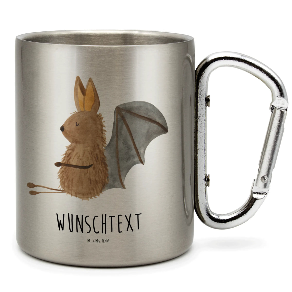 Personalized Stainless Steel Mug bat Sit small animals, cute, funny, cute animal motives, hand drawn, small world, funny sayings, good mood, happy, gifts, gift ideas, special gifts, animal lover, card, relax, bat, motivation, bats