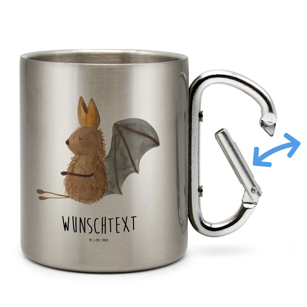 Personalized Stainless Steel Mug bat Sit small animals, cute, funny, cute animal motives, hand drawn, small world, funny sayings, good mood, happy, gifts, gift ideas, special gifts, animal lover, card, relax, bat, motivation, bats