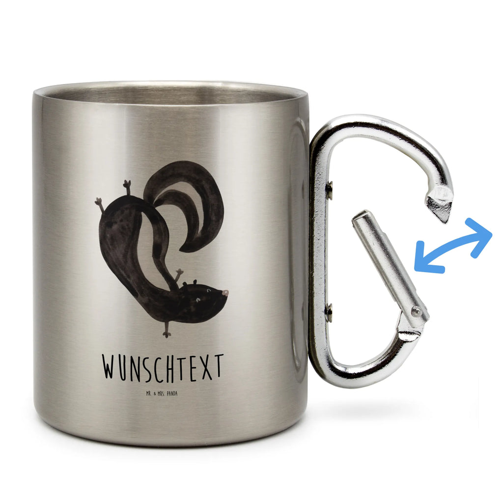 Personalized Stainless Steel Mug skunk handstand Skunk, predator, stink, child, skunk, wild animal, playground, playful