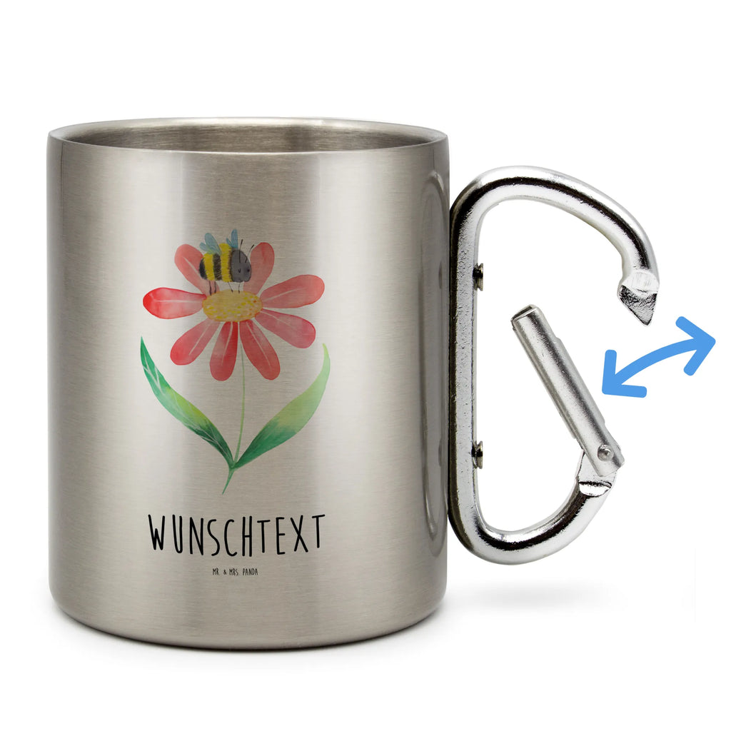 Personalized Stainless Steel Mug bumblebee flower small animals, cute, funny, cute animal motives, hand drawn, small world, funny sayings, good mood, happy, gifts, gift ideas, special gifts, animal lover, card, wasp, bee, flower, fluffy, field, bumblebees, nature, bumble bee