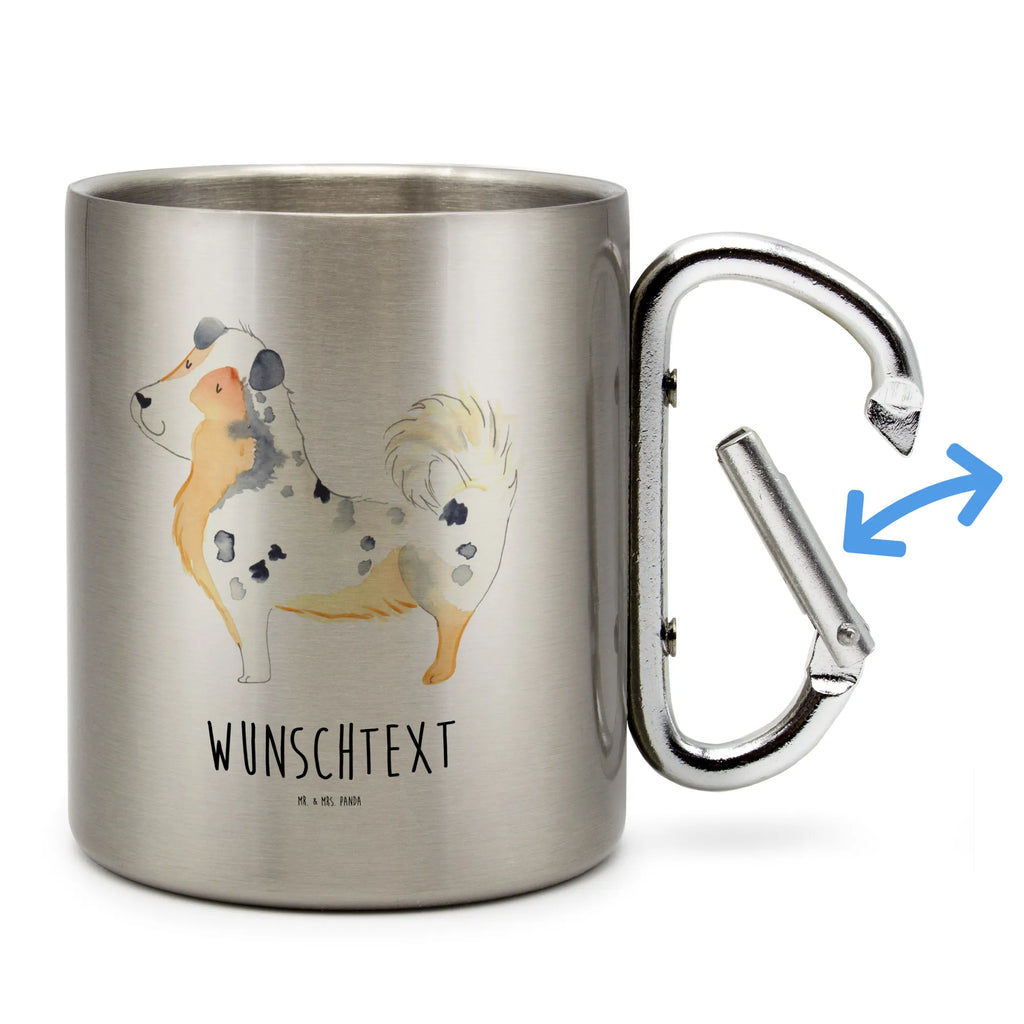 Personalized Stainless Steel Mug Dog Australia Shepherd dog, mutt, hound, woof, dog mama, dog breed, love dogs, love for dogs, dog decorative items, bag with dog print, funny gifts for dog owners, what do you give a dog lover, Christmas gifts for dogs, gifts for dogs, dog sayings, Family dog, Sayings, Saying, Shepherd, Dog love, Dog, Australia Shepherd