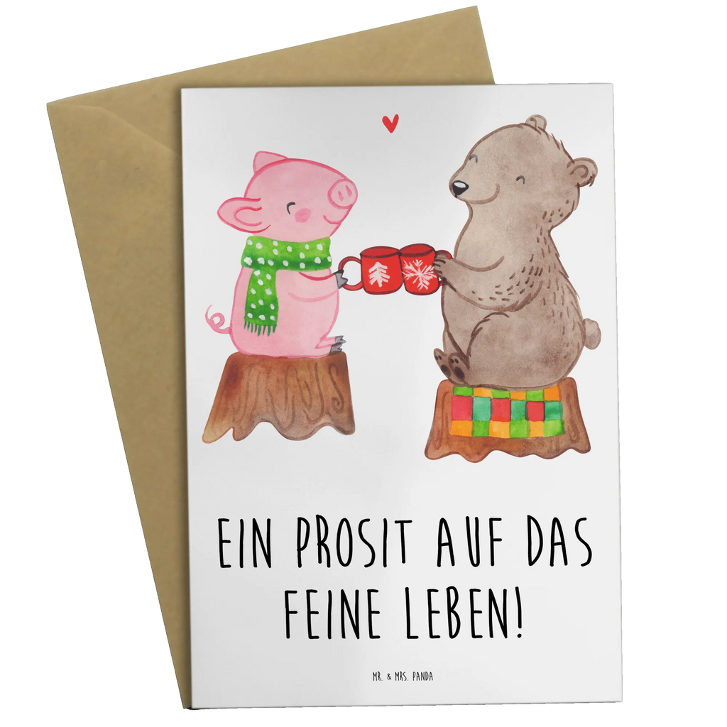 Greetings card Glowing Pig Bash wedding card, folding card, greeting card, birthday card, invitation card, Winter, Christmas, Christmas time, snow
